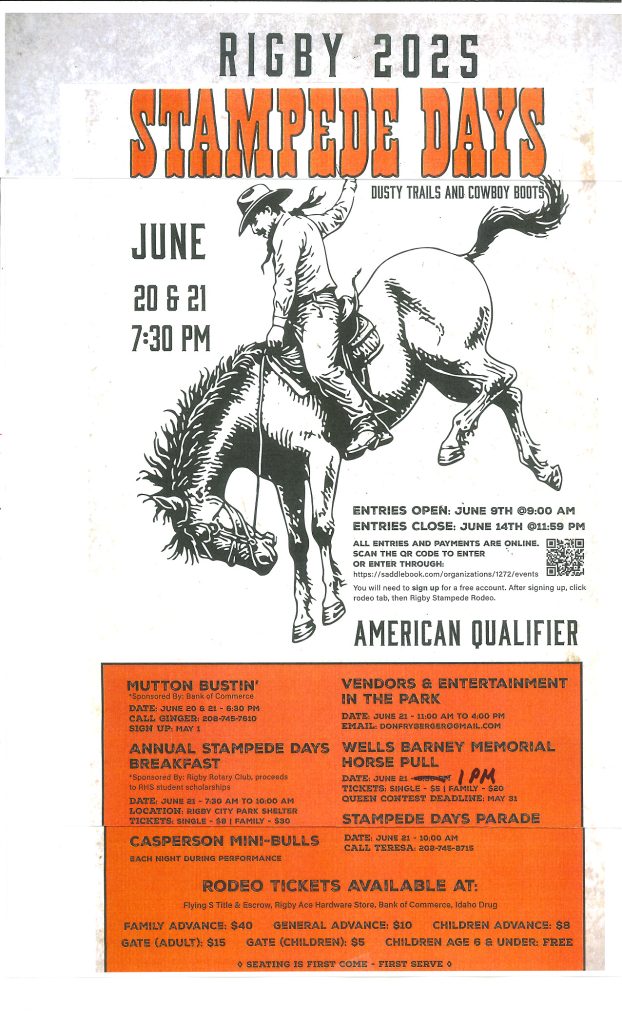 Rigby 2025 Stampede Days - June 20 and 21 7:30 PM